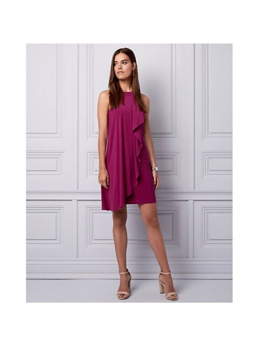 Le Chateau Knit Halter Ruffle Orchid Purple Dress Size XXL